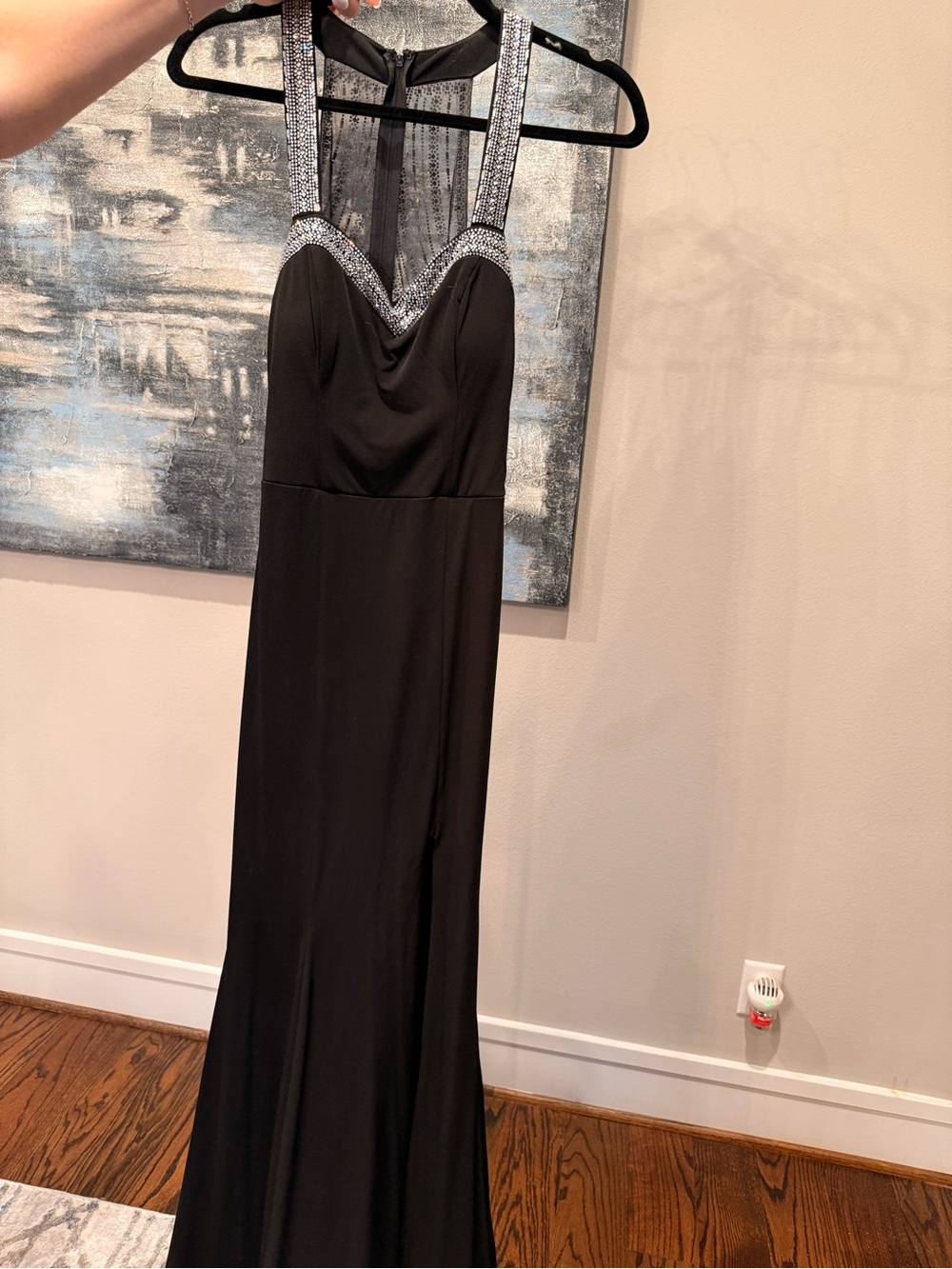 TLC Black Maxi Gown with Silver Embellished Straps